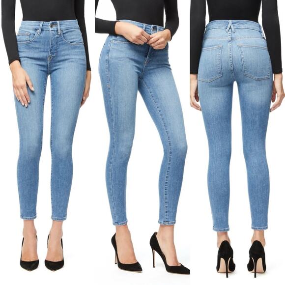 Good American Jeans Good Legs Crop Ankle Jeans Scandi Blue268 Light Wash - Picture 2 of 9